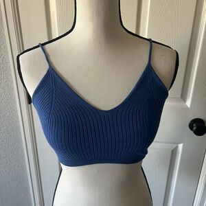 SHEIN Navy Ribbed Knit Top